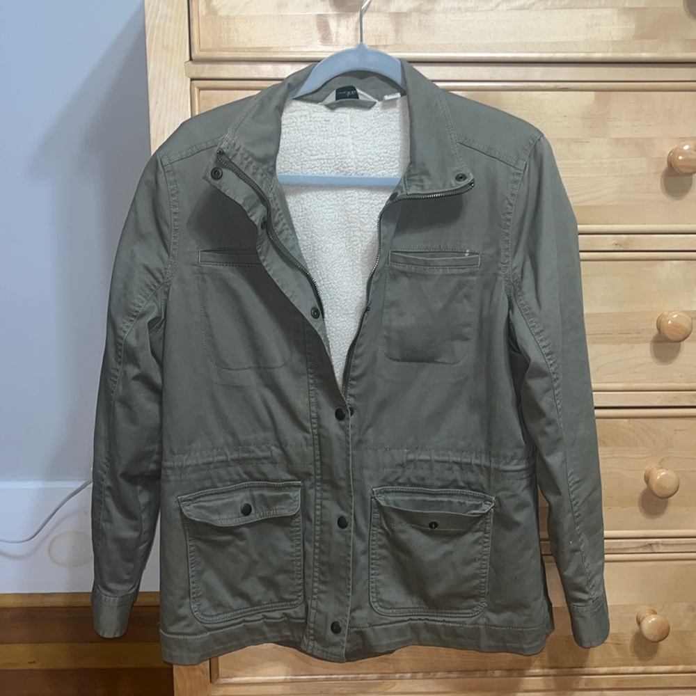 L.L. Bean Classic Utility Jacket Coat Olive Army Green Women's Size Small Zip.